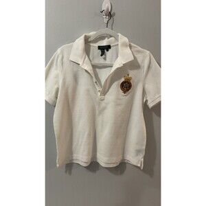 Polo by Ralph Lauren White Polo Shirt Crown Crest Embroidered Logo Mens XL